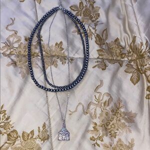 Elegant Silver and Blue Beaded Necklace